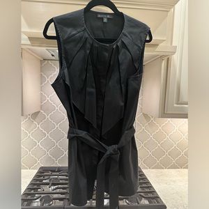 Lafayette 148 Size 14 sleeveless tie waist blouse with gathered bib front